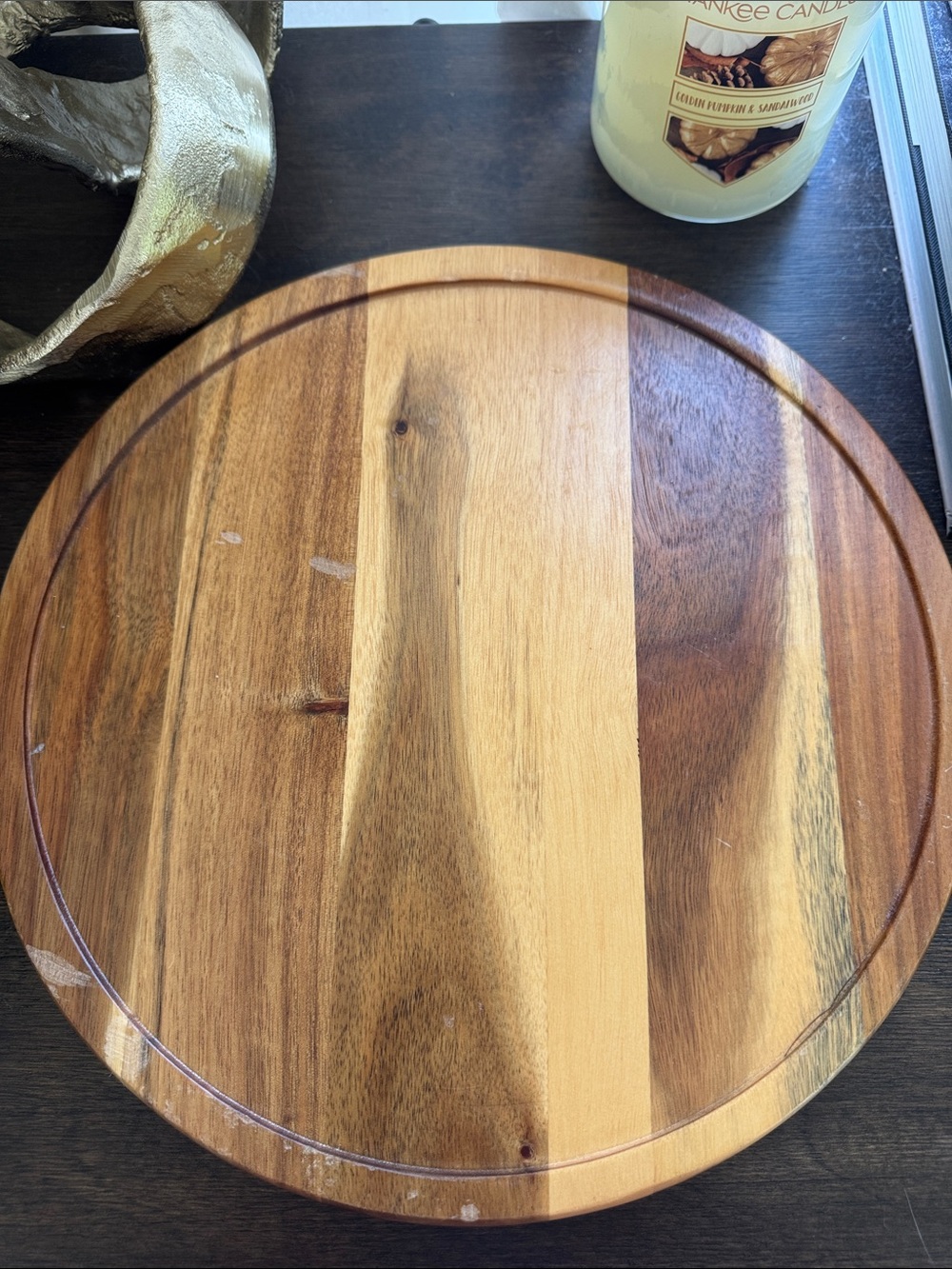 13” Target Round Wooden lazy Susan Serving Board Acacia wood